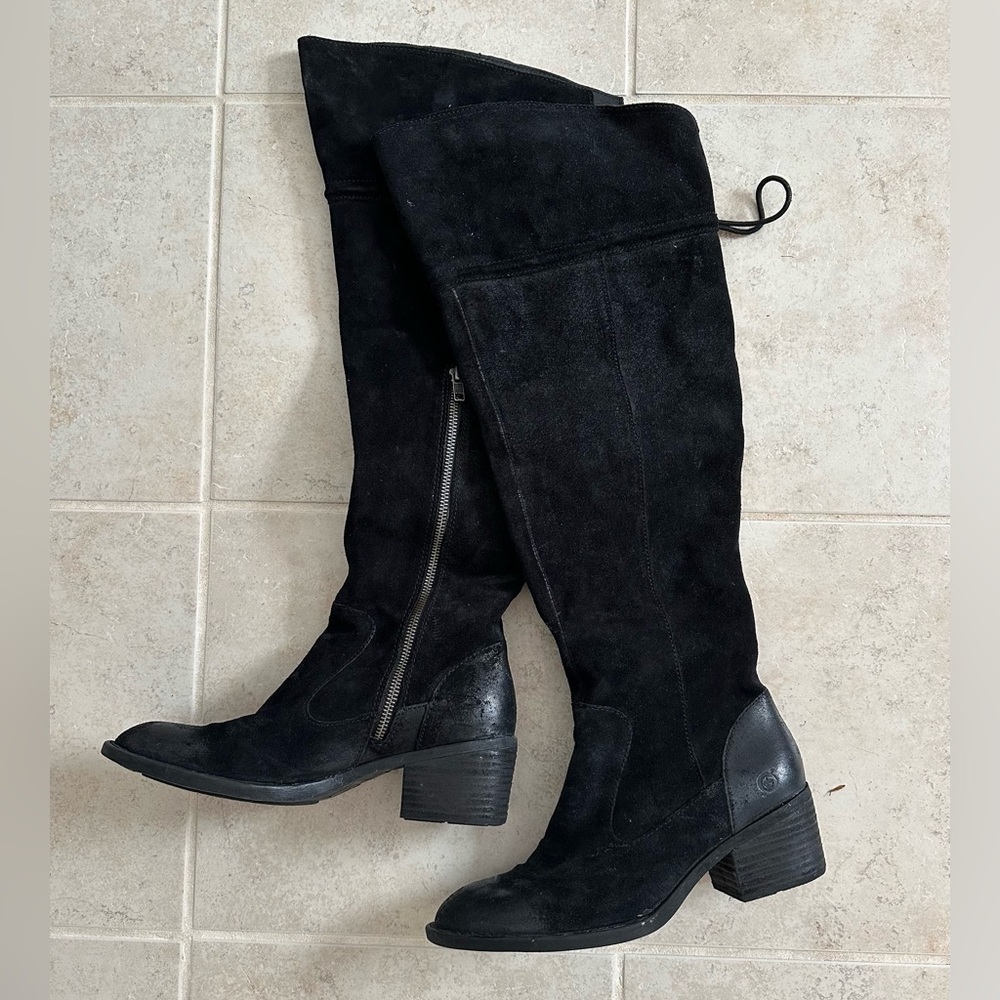 Black Suede Over the Knee Boots